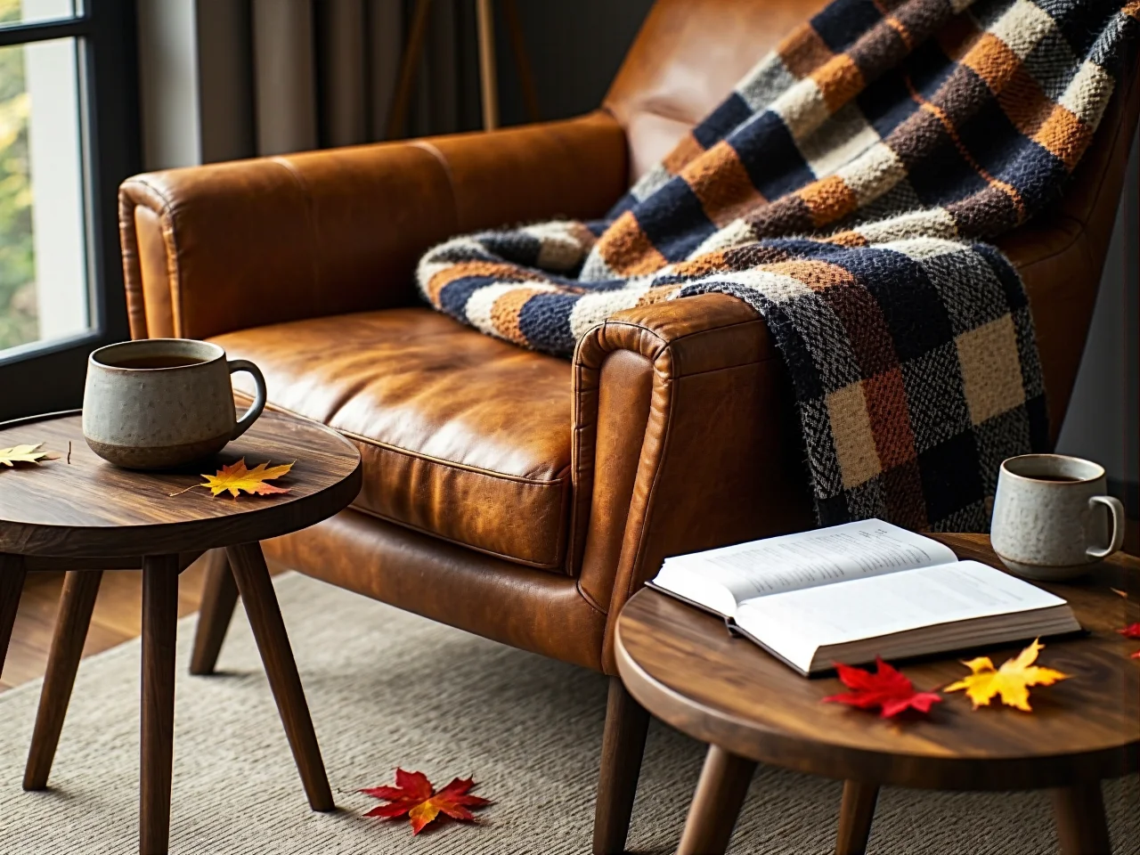 Ciepłe tekstylia do salonu, miękkie poduszki i wełniane pledy