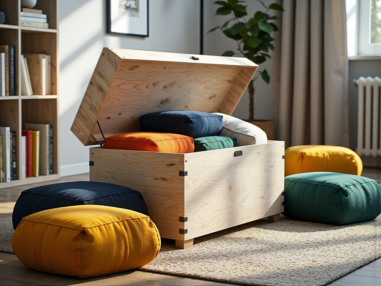 Ponadczasowe drewniane meble do pokoju dziecka z kolorowymi dodatkami.