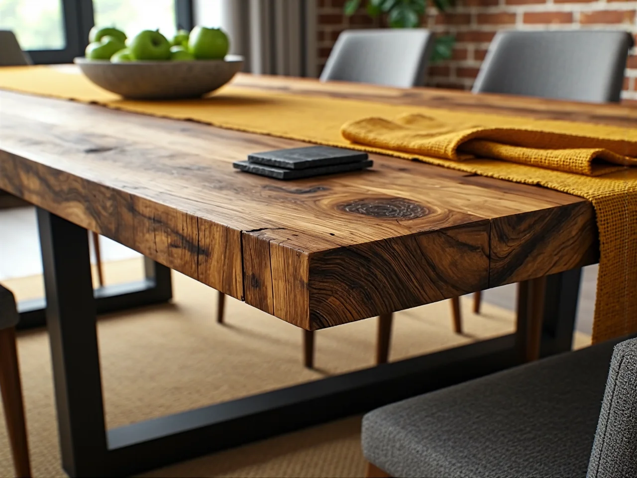 Duży prostokątny stół idealnie pasuje do przestronnego, nowoczesnego wnętrza