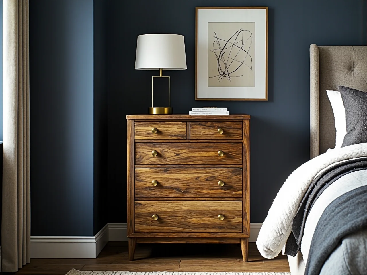 Funkcjonalna komoda sypialniana z otwartymi szufladami