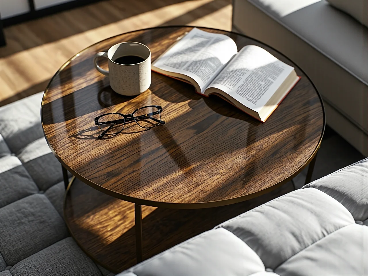 Funkcjonalny stolik nocny z lampką do czytania i miejscem na książki.