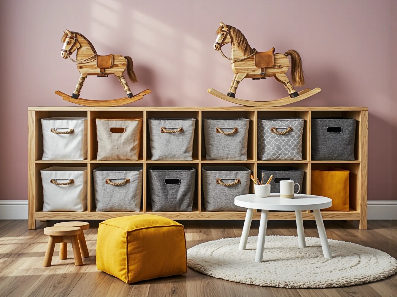 Funkcjonalne łóżko rosnące razem z dzieckiem w jasnym pokoju.