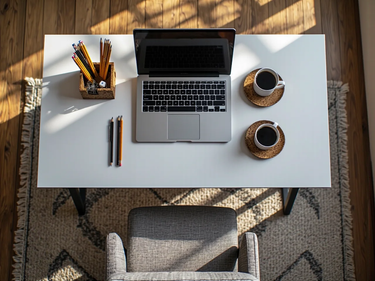 Idealnie dopasowane miejsce do pracy z wygodnym biurkiem domowym