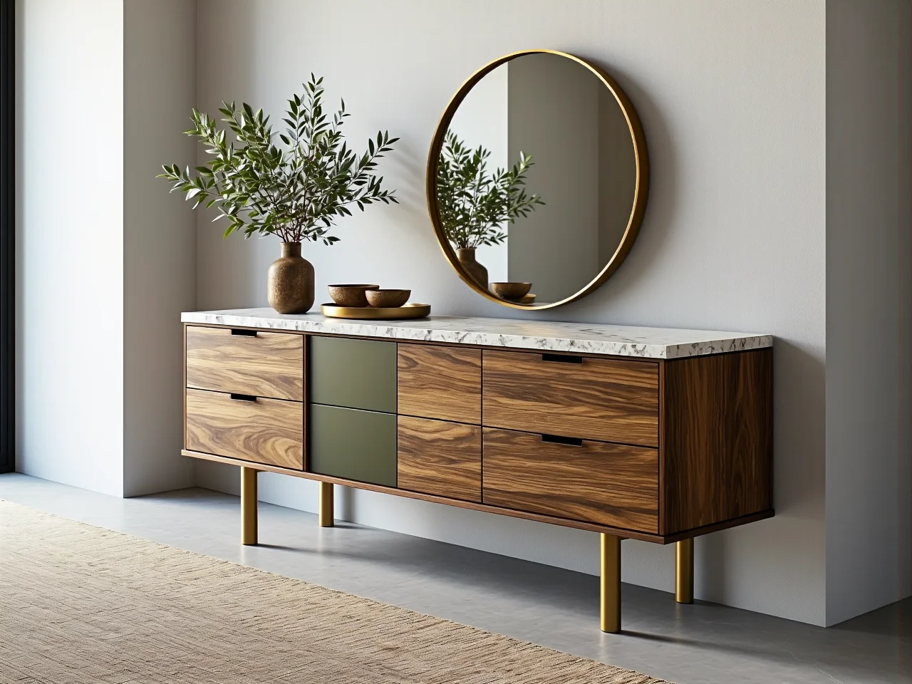 Modna komoda o obłych kształtach jako stylowy element dekoracyjny