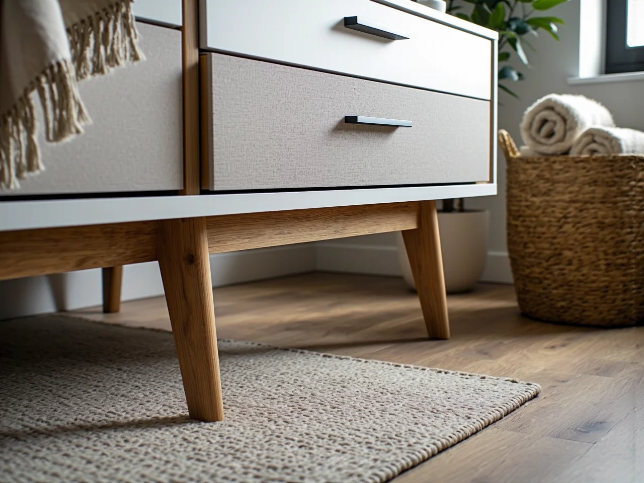 Komoda z litego drewna dębowego w stylu skandynawskim