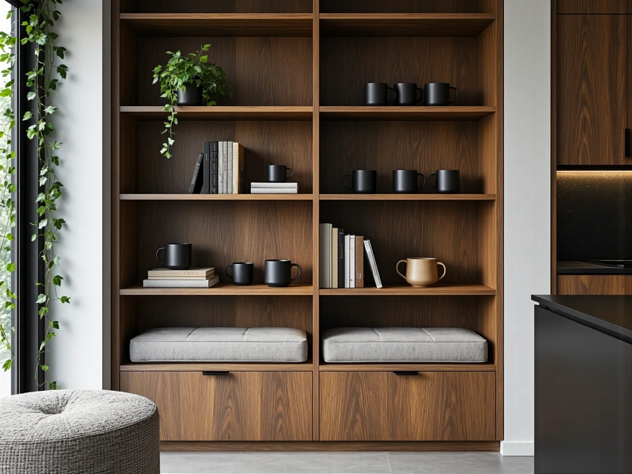 Funkcjonalne rozmieszczenie mebli w małej kuchni otwartej na salon.