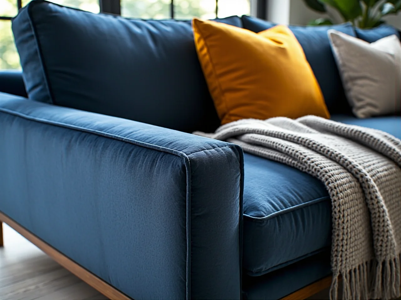 Duża sofa narożna typu L w przestronnym wnętrzu