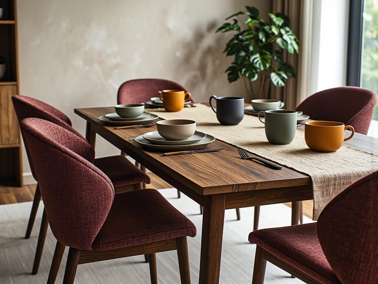 Aranżacja wnętrza 2025 z eleganckimi meblami w odcieniach ciepłego brązu