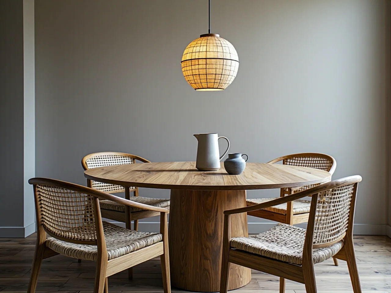 Funkcjonalna kuchnia z drewnianymi akcentami – idealny przykład ocieplenia minimalistycznego wnętrza.