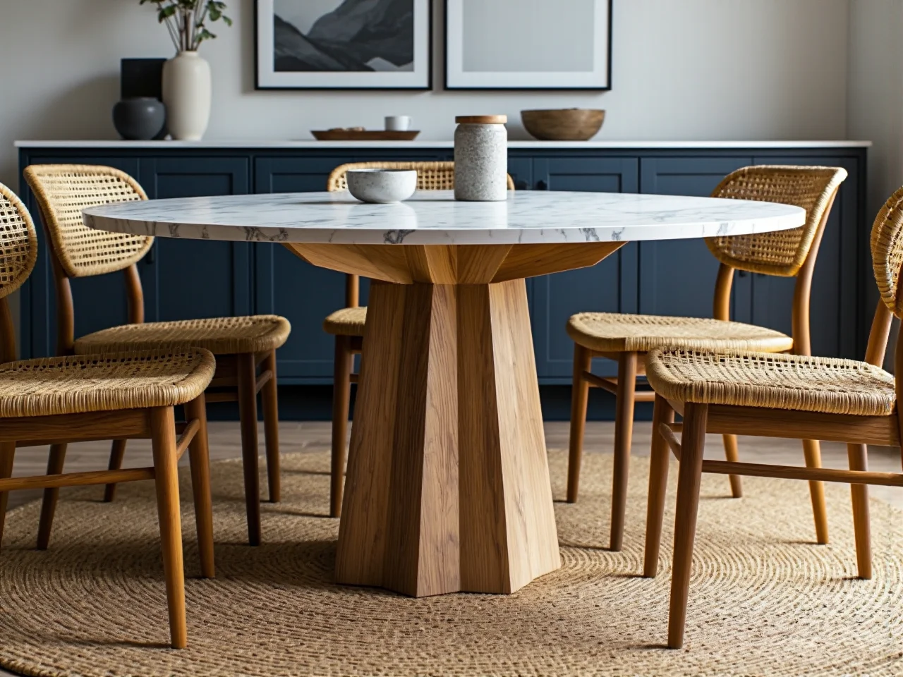 Okrągły stół jadalniany idealny do małych i przytulnych pomieszczeń.