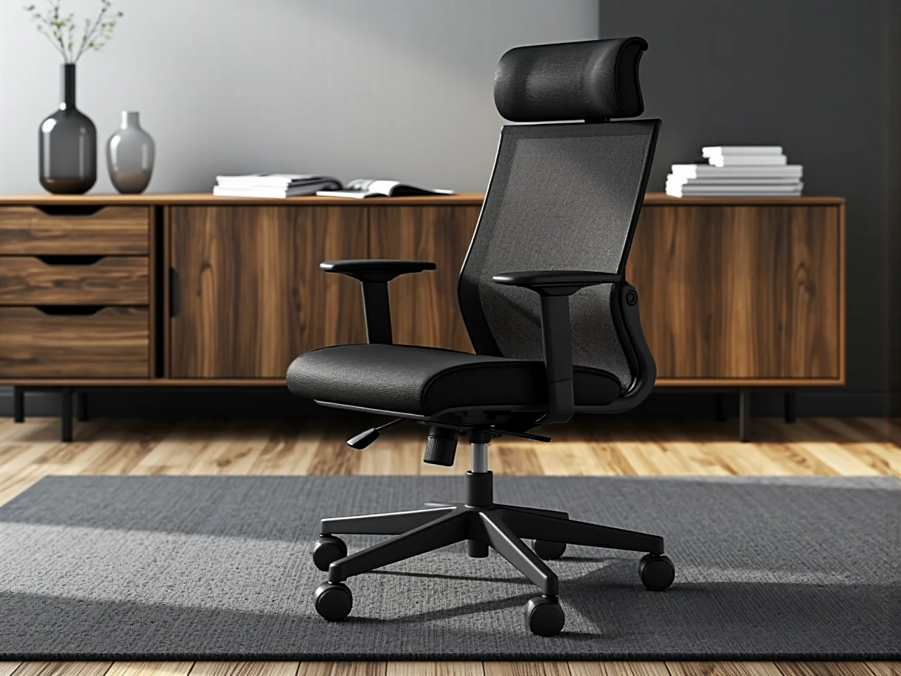 Funkcjonalne organizery i akcesoria biurowe na nowoczesnym biurku domowym.