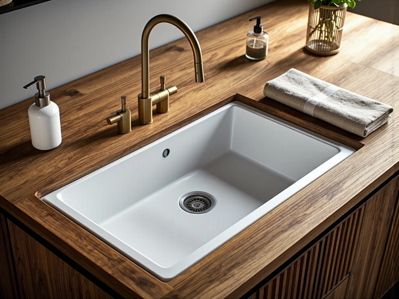 Codzienna pielęgnacja mebli kuchennych w kolorze drewna przy użyciu miękkiej ściereczki.