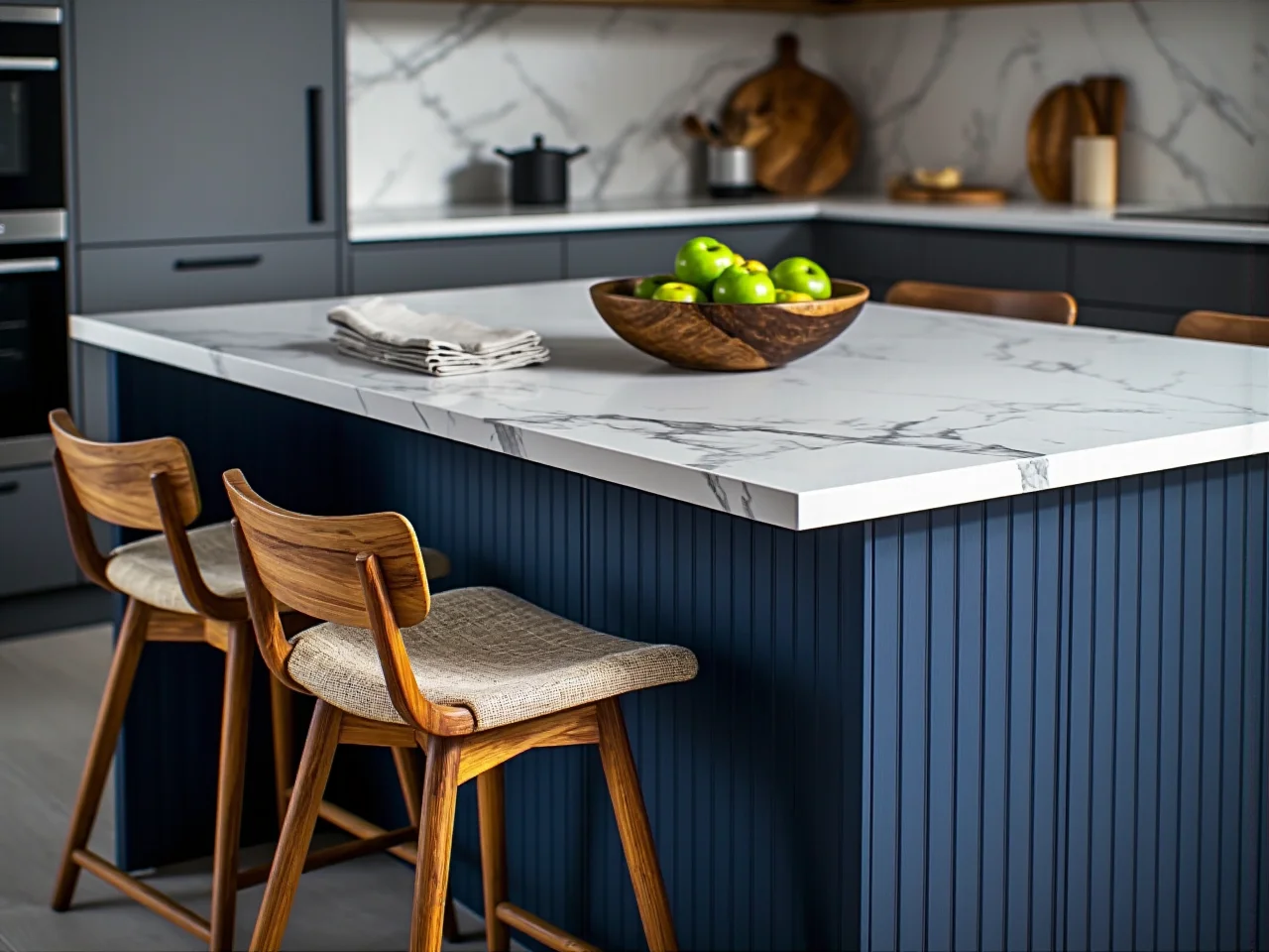 Optyczne powiększenie małej jadalni. Duże lustro i odpowiednie oświetlenie nad stołem tworzą głębię.