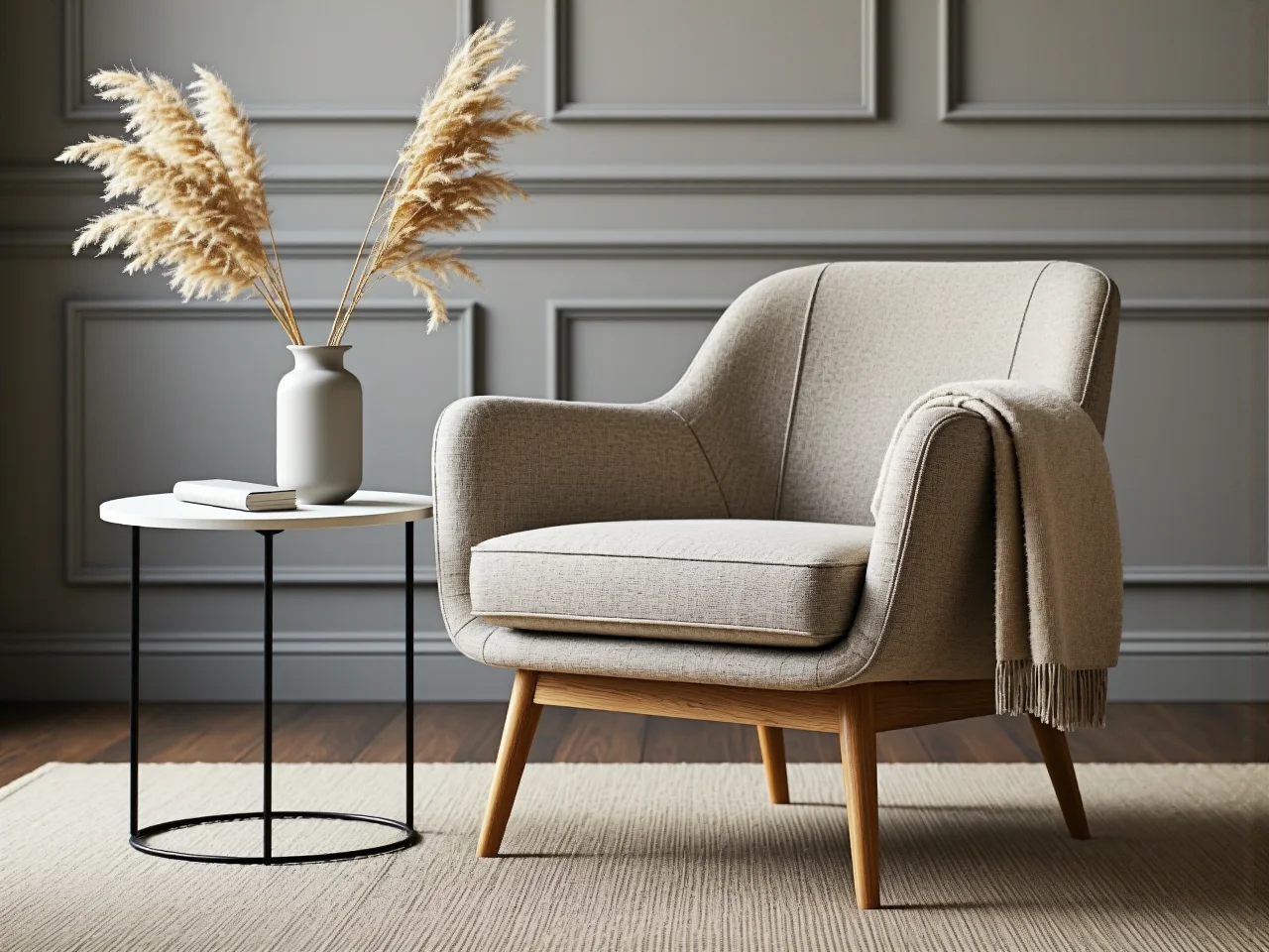 Przytulna aranżacja salonu z jasnymi meblami