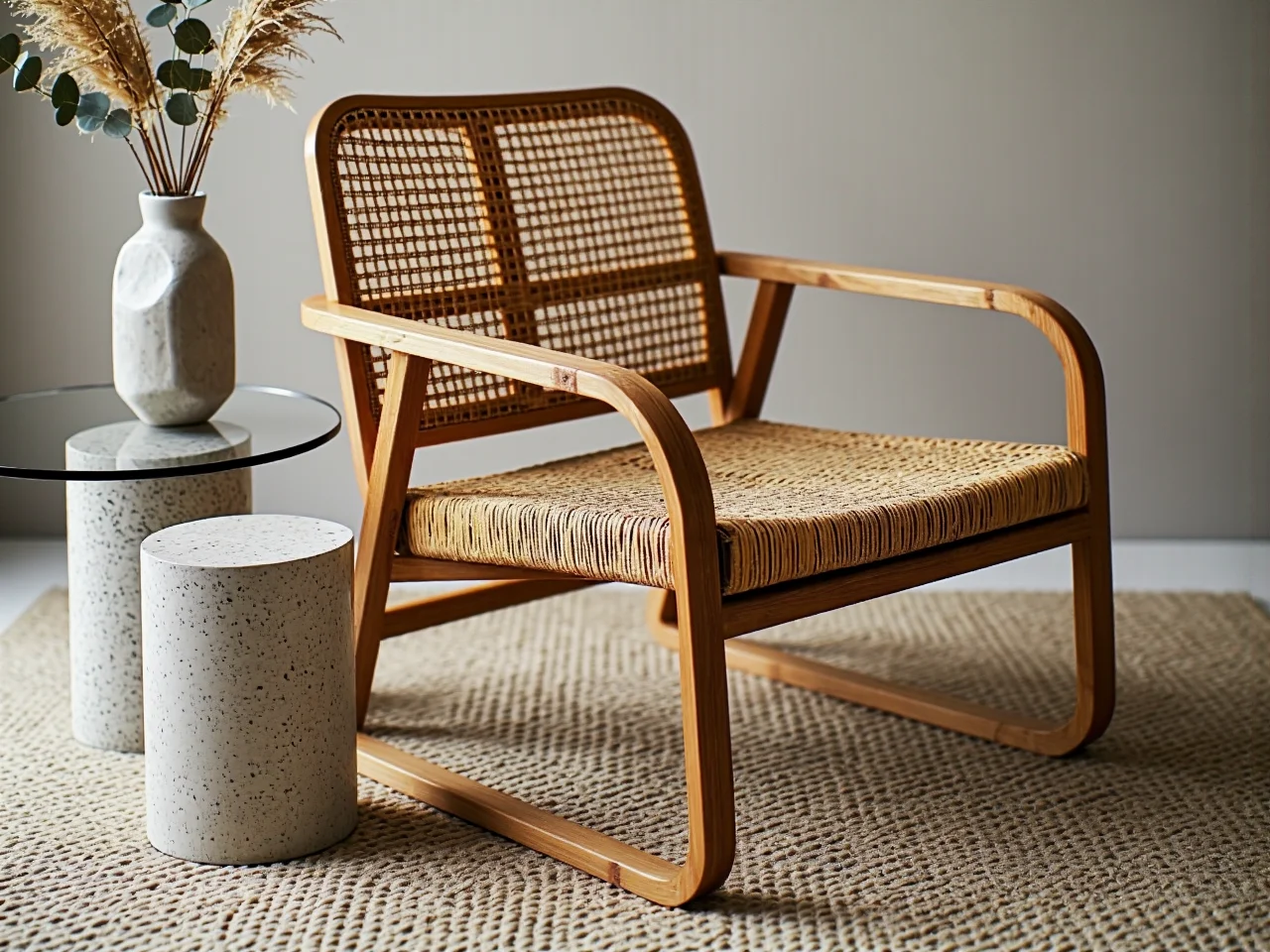 Zielony salon w stylu biophilic design z roślinami