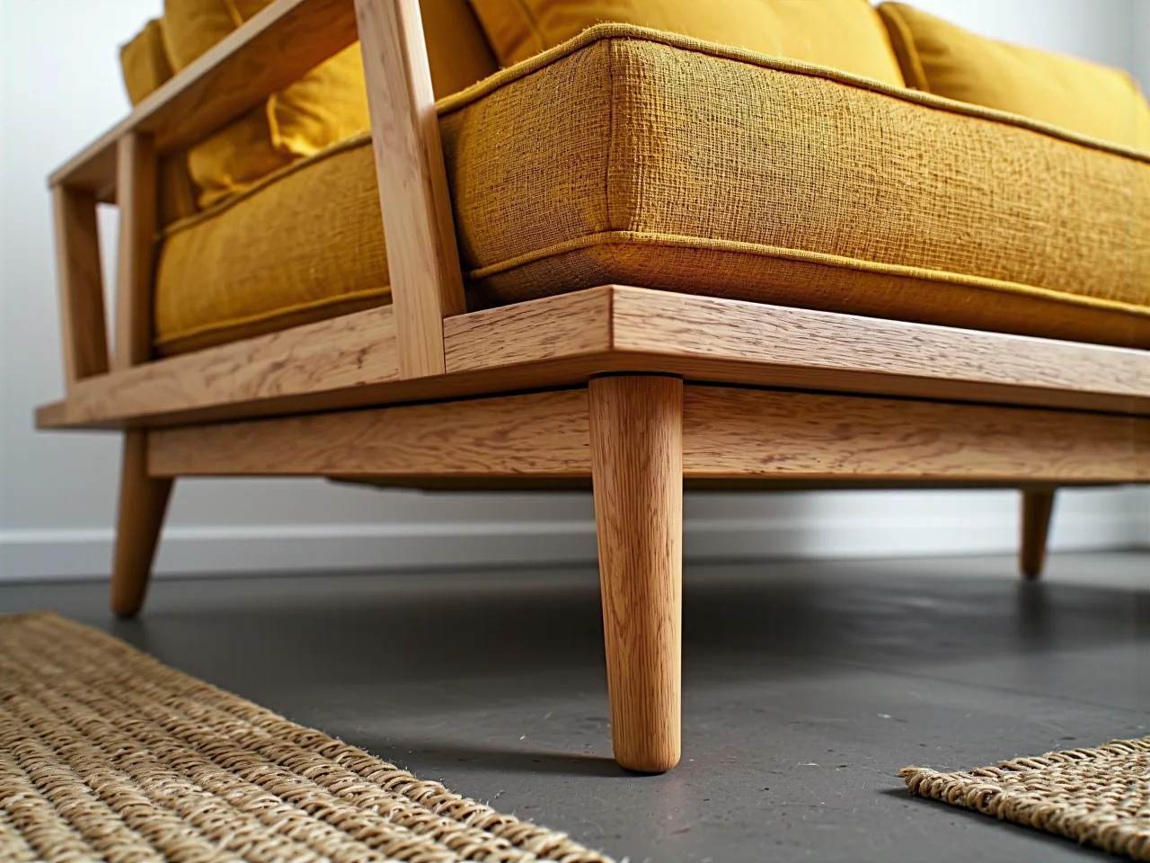 Solidny drewniany stelaż i piankowe wypełnienie kanapy.