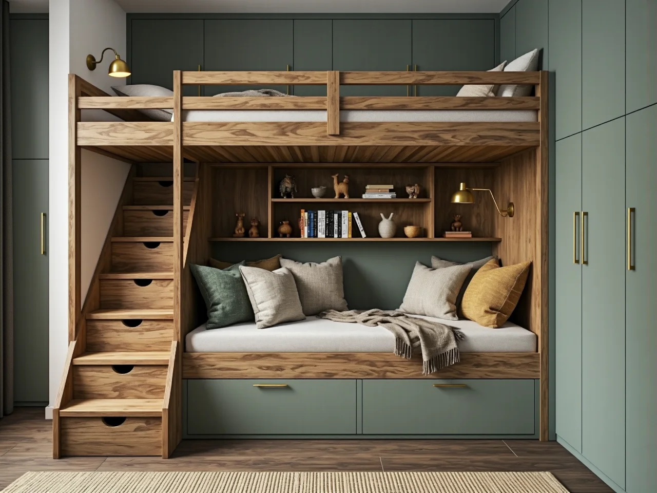 Dwa biurka pod oknem zapewniające wygodne miejsce do nauki we wspólnym pokoju dzieci.