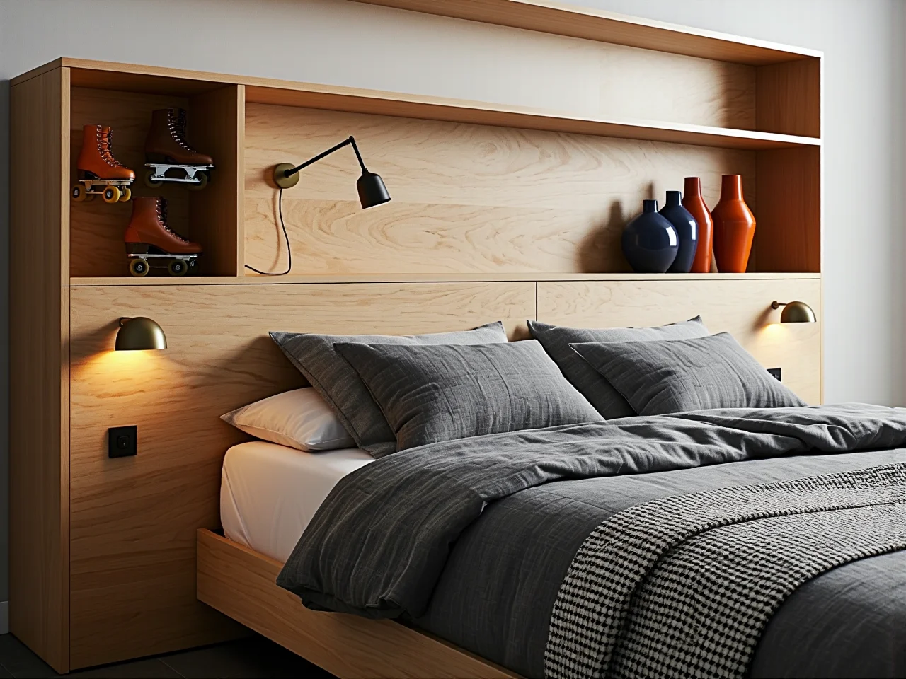 Strefa relaksu w pokoju dla nastolatka z wygodnym pufem i klimatycznym oświetleniem LED.