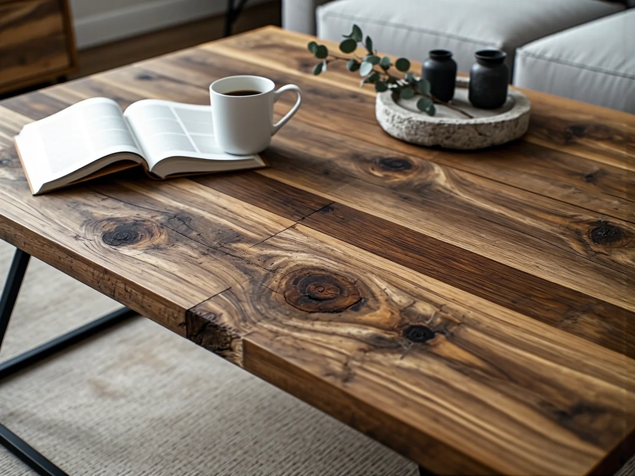 Zbliżenie na teksturę drewna dębowego we współczesnym wnętrzu.