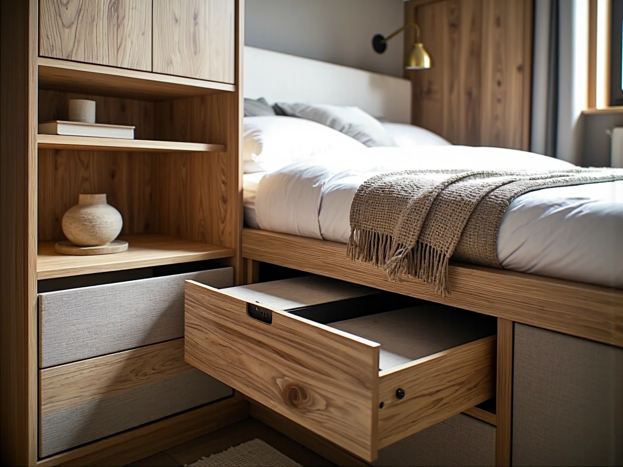 Rozkładany stół z krzesłami, idealny jako meble wielofunkcyjne do ciasnych wnętrz.