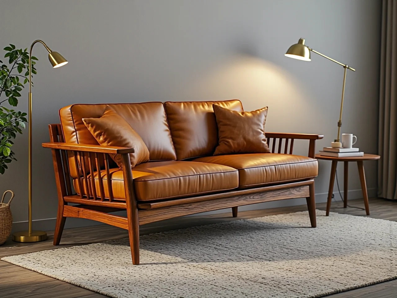 Wygodna kanapa z miękkimi poduszkami do salonu